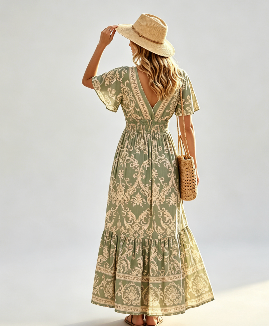 Vintage Printed Maxi Dress