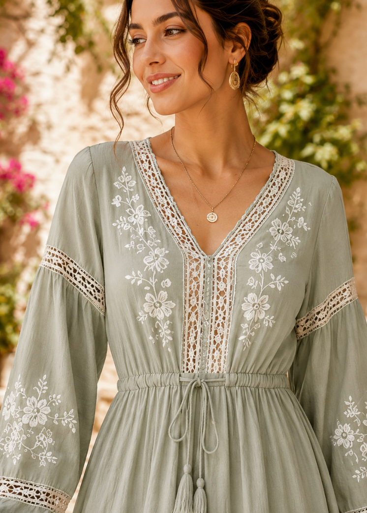 Embroidery Tiered Dress